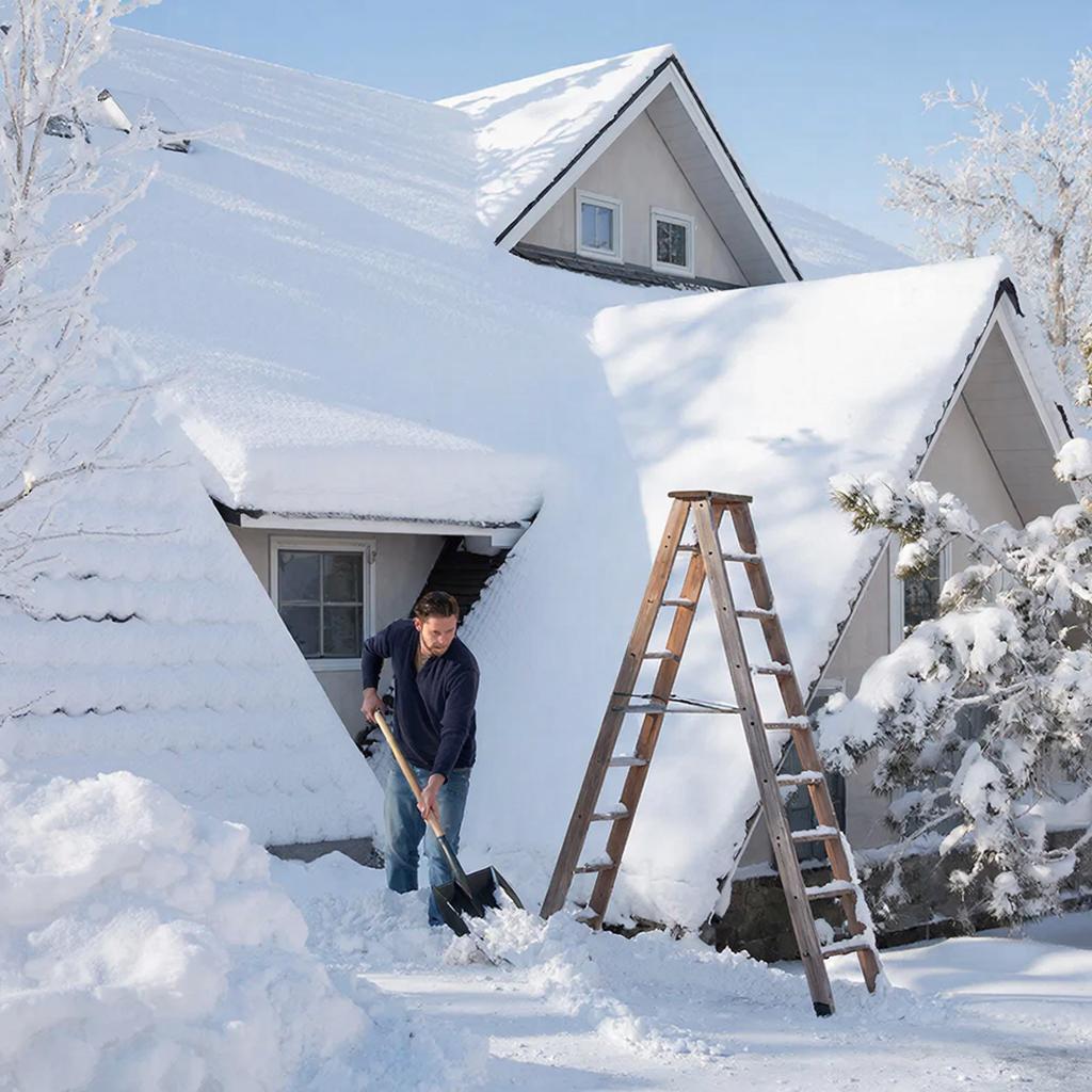 Уборка снега с крыши загородного дома для вашей безопасности